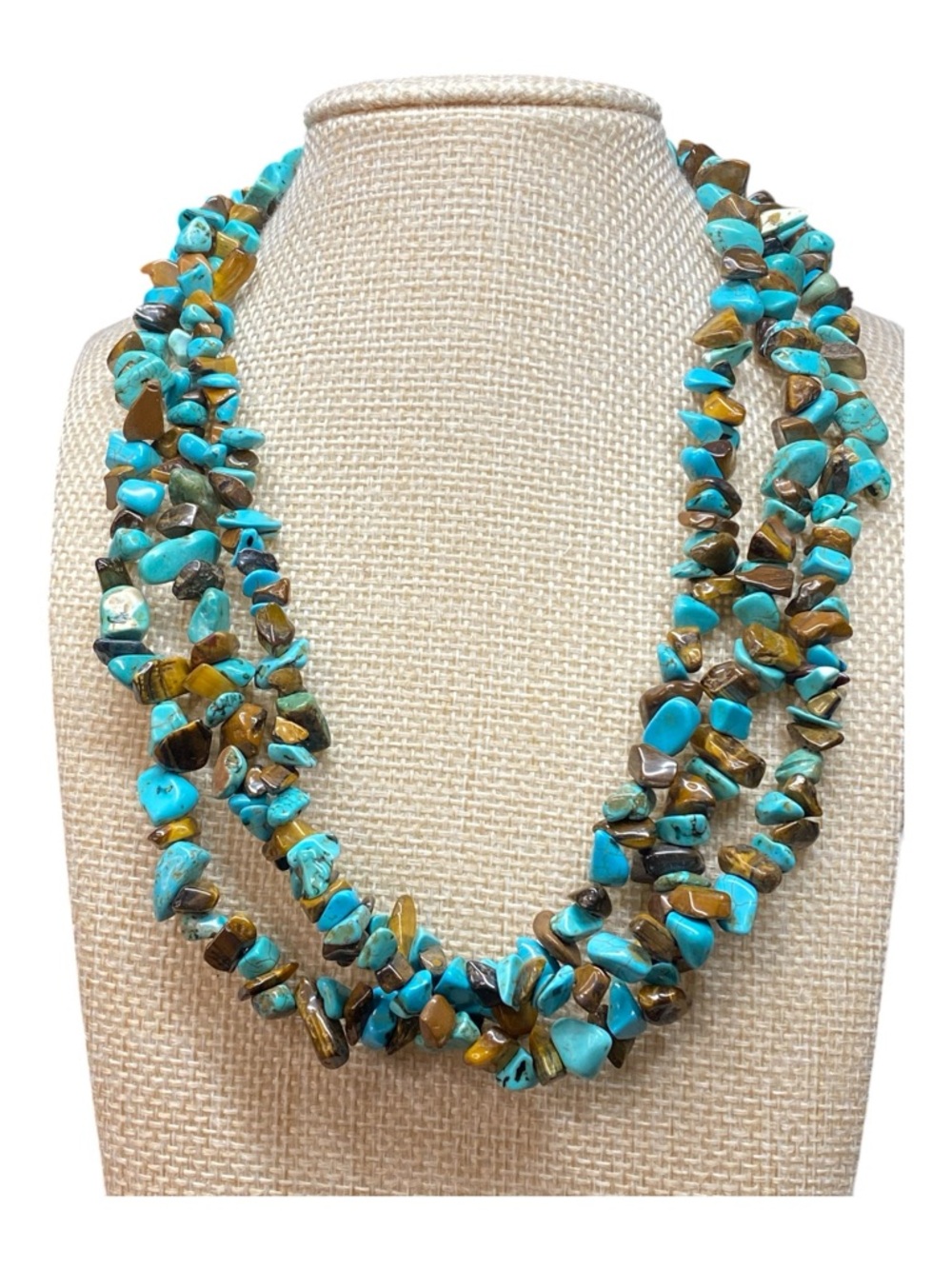 Turquoise and Brown Multi-Strand Stone Necklace - Women Jewelry